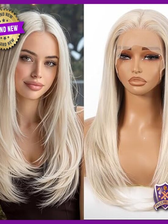 22 Inch Straight Synthetic Lace Front Wig Glueless Heat Resistant Adjustable main image 3